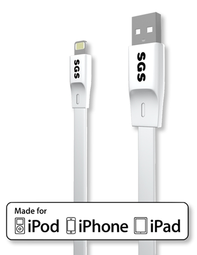 Immagine di CAVO USB LIGHTNING FLAT 1M SGS MFI BIANCO