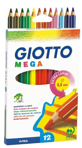 GIOTTO MEGA 12 COLORI PASTELLO MAXI