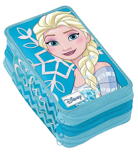 Immagine di ASTUCCIO TRIPLO FROZEN AZZURRO CON VISO DI ELSA