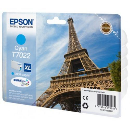 Immagine di CARTUCCIA EPSON T7022 CIANO XL WP-4012/4025/4095/4515/4525/45