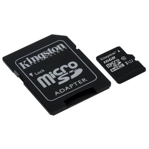 Immagine di MEMORY CARD KINGSTON 16GB CL10 C/ADATT.  SD-MICRO SD