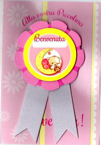 Bigliettino Nascita Minnie Rosa - Bigliettini Auguri Bimba